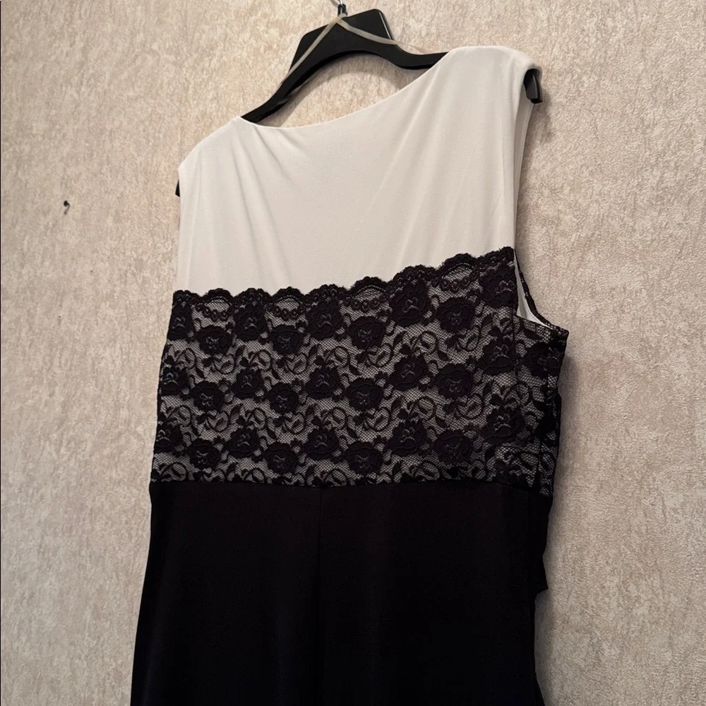 NWT BLACK LAYERED DRESS WITH WHITE & BLACK BODICE - Picture 10 of 13